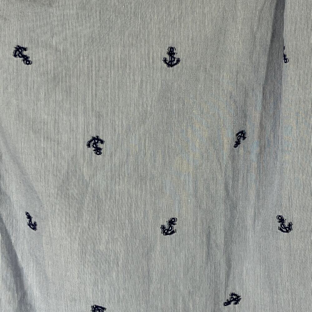 J. Crew Women's Cotton Shirt Light Blue with Navy Anchors Fine Stripe - Picture 5 of 7